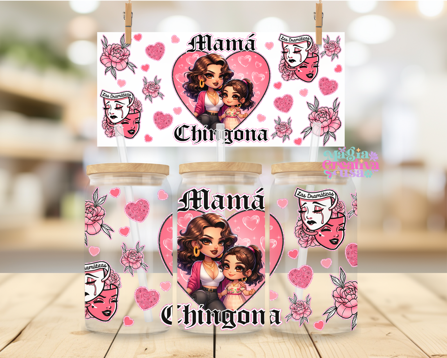 Mamá pink uvdtf wrap