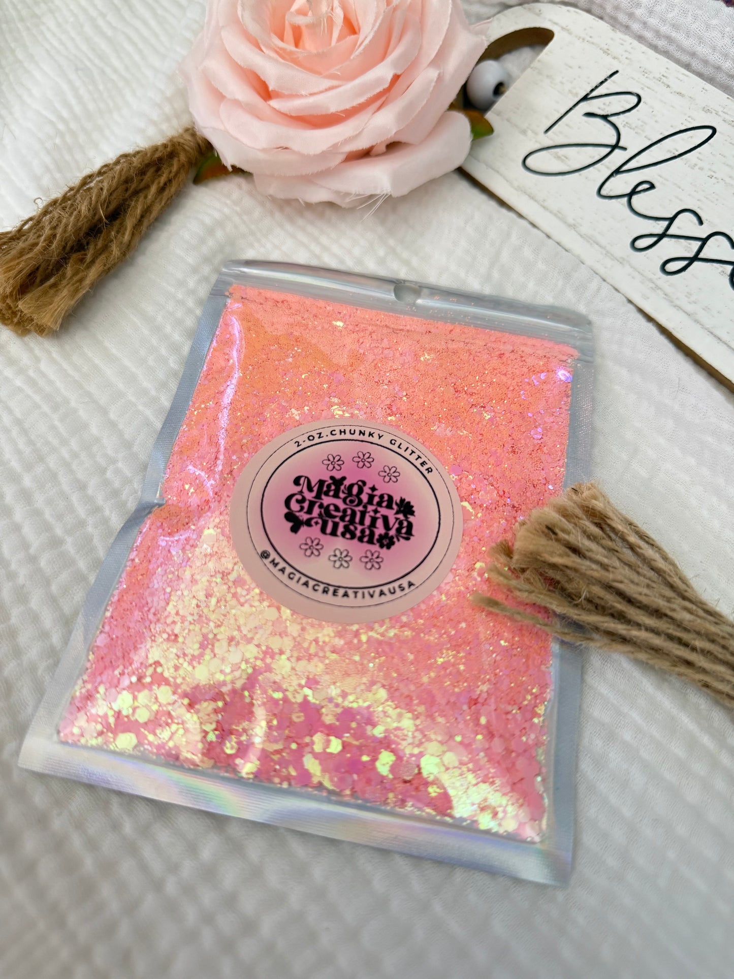 Soft pink 2oz glitter