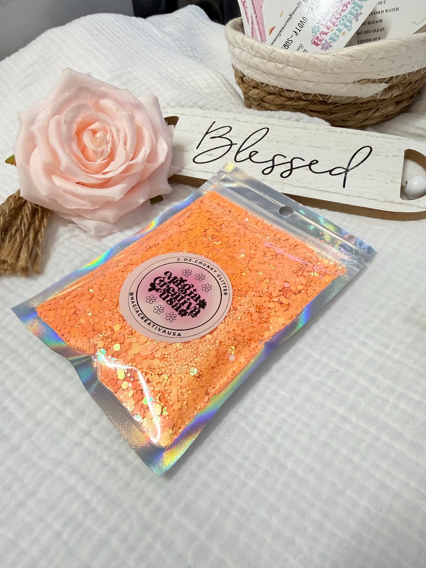 Light orange 2oz glitter