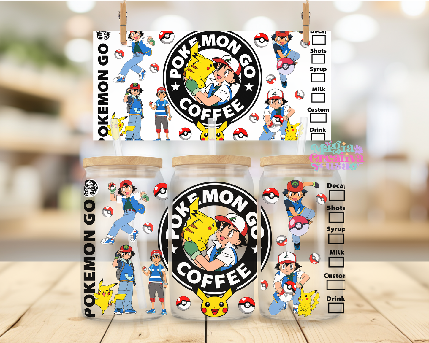 Pokémon coffee uvdtf wraps 16oz.
