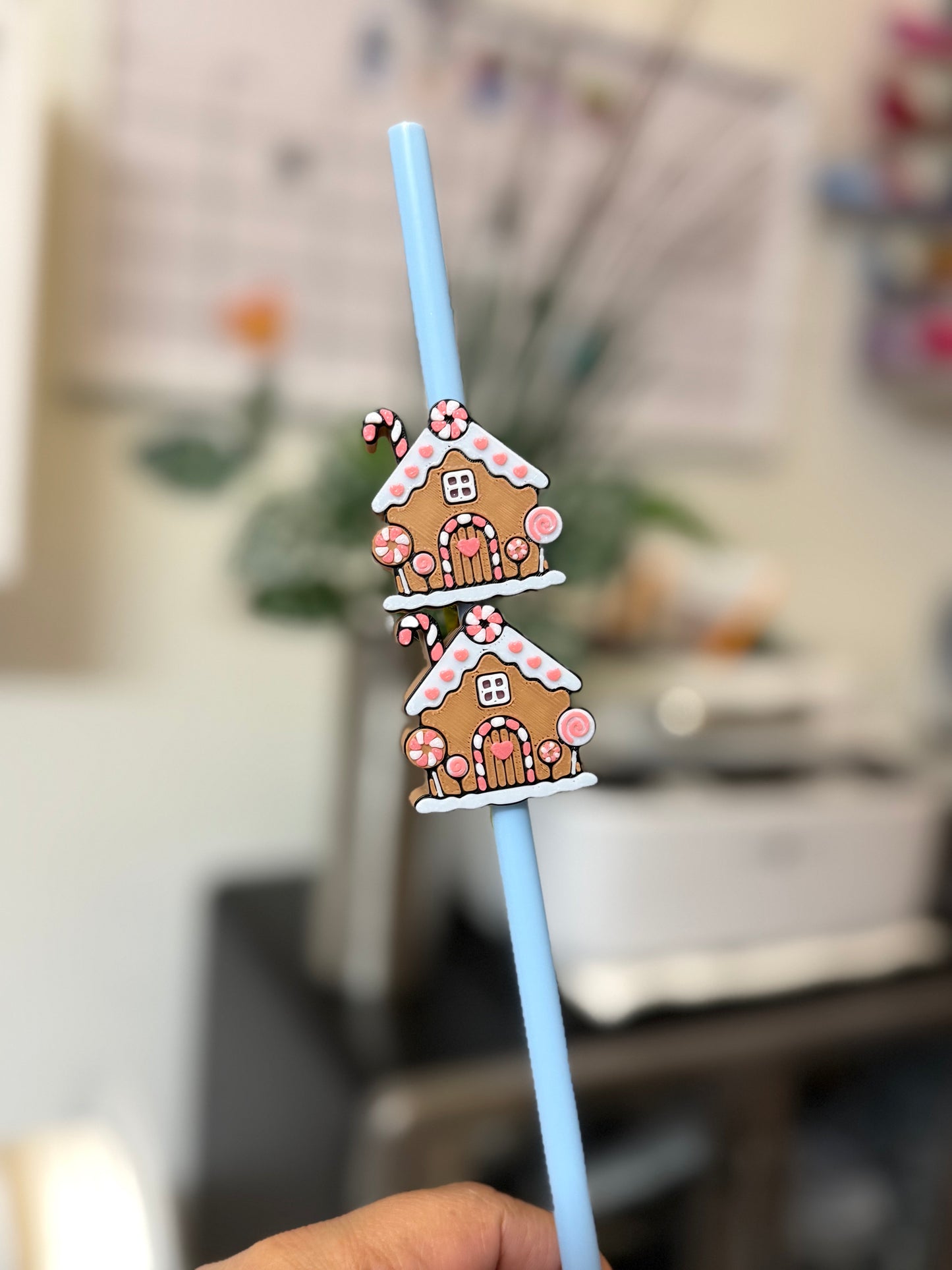 Ginger house 3D straw toppers