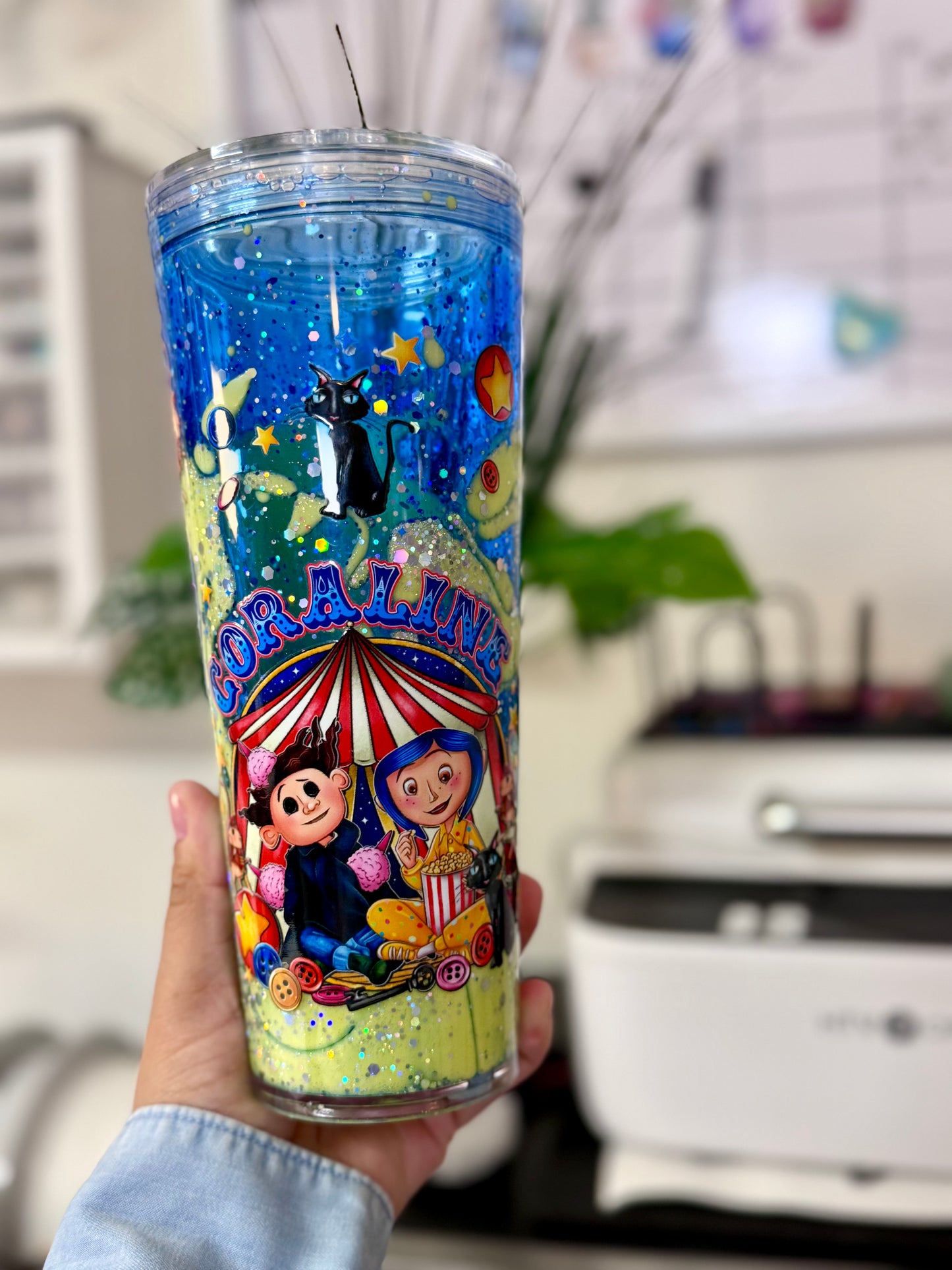Coraline snow globe tumbler 24oz