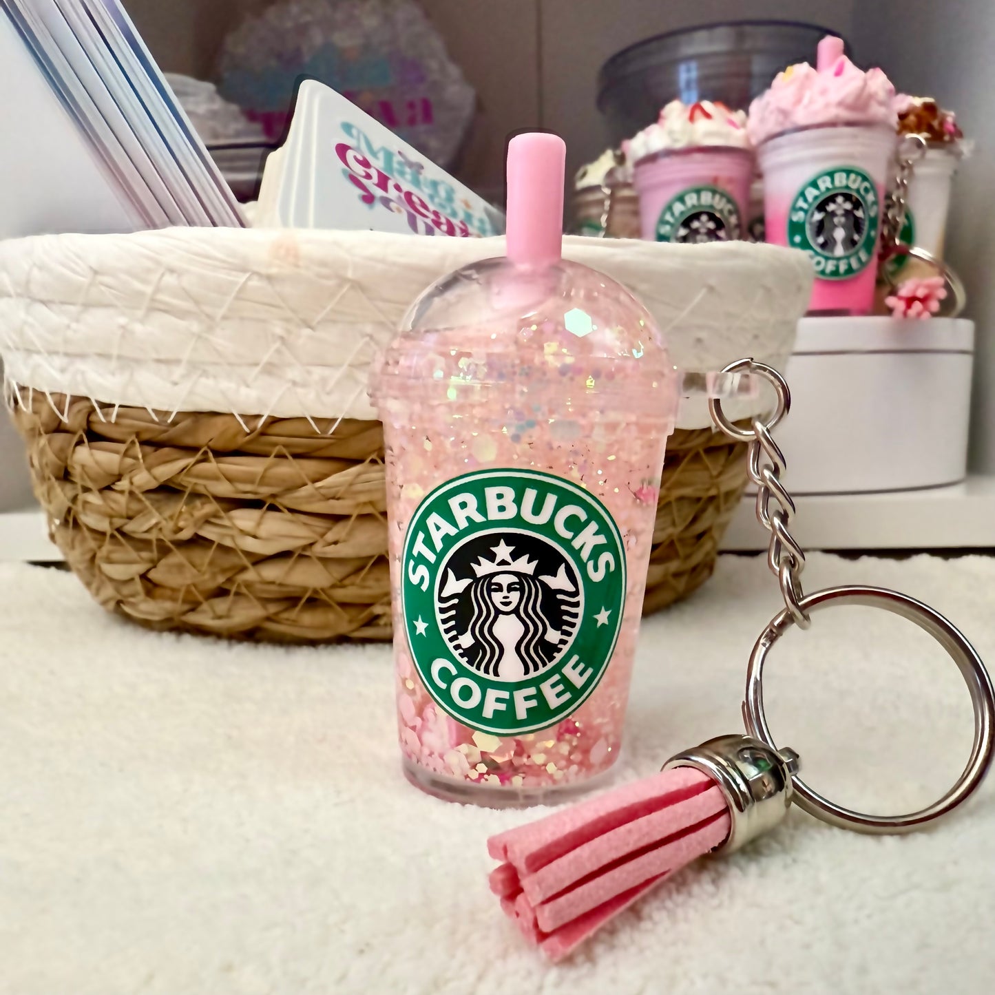 Pink Snow globe Keychain