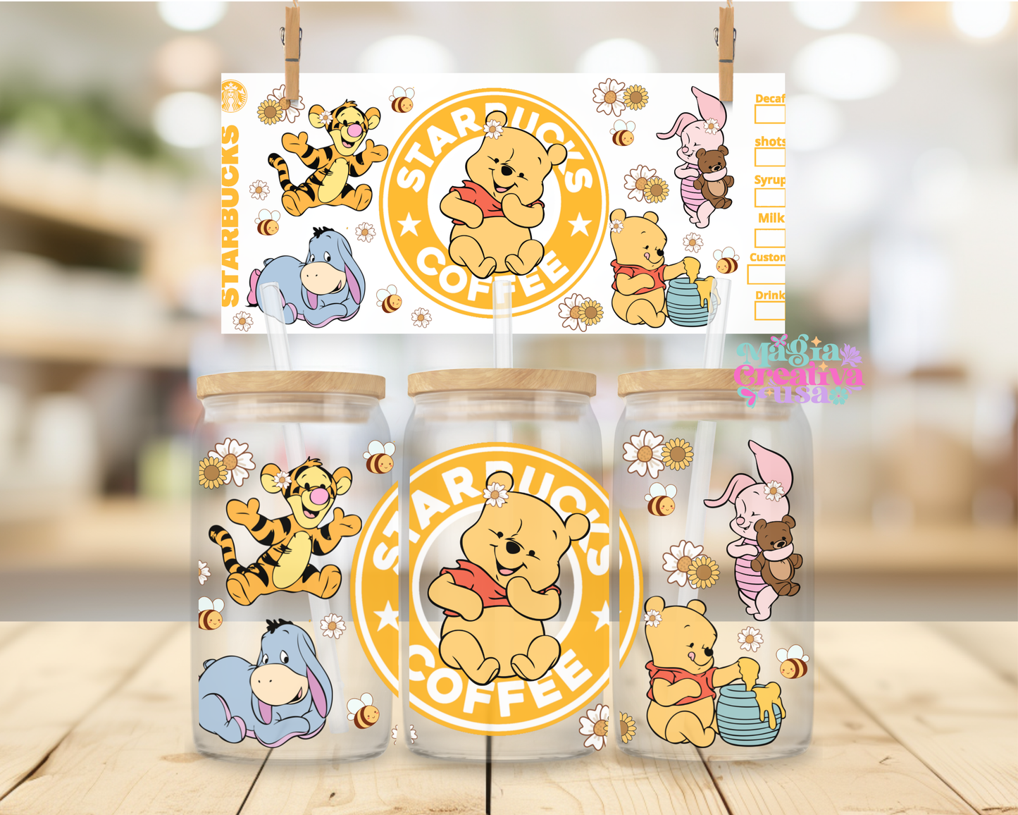 Pooh coffee uvdtf wraps 16oz.