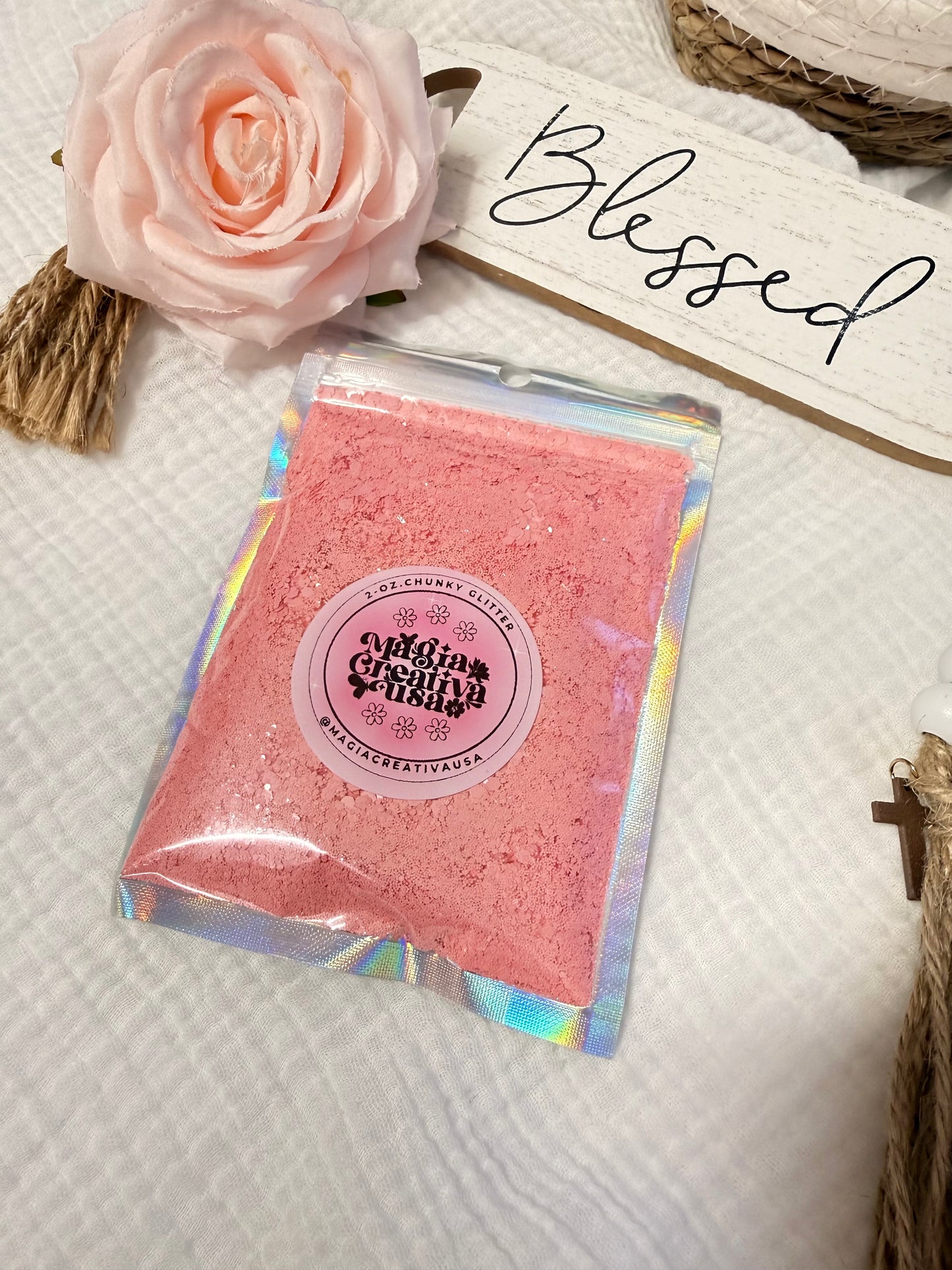 Rosa palo 2oz glitter