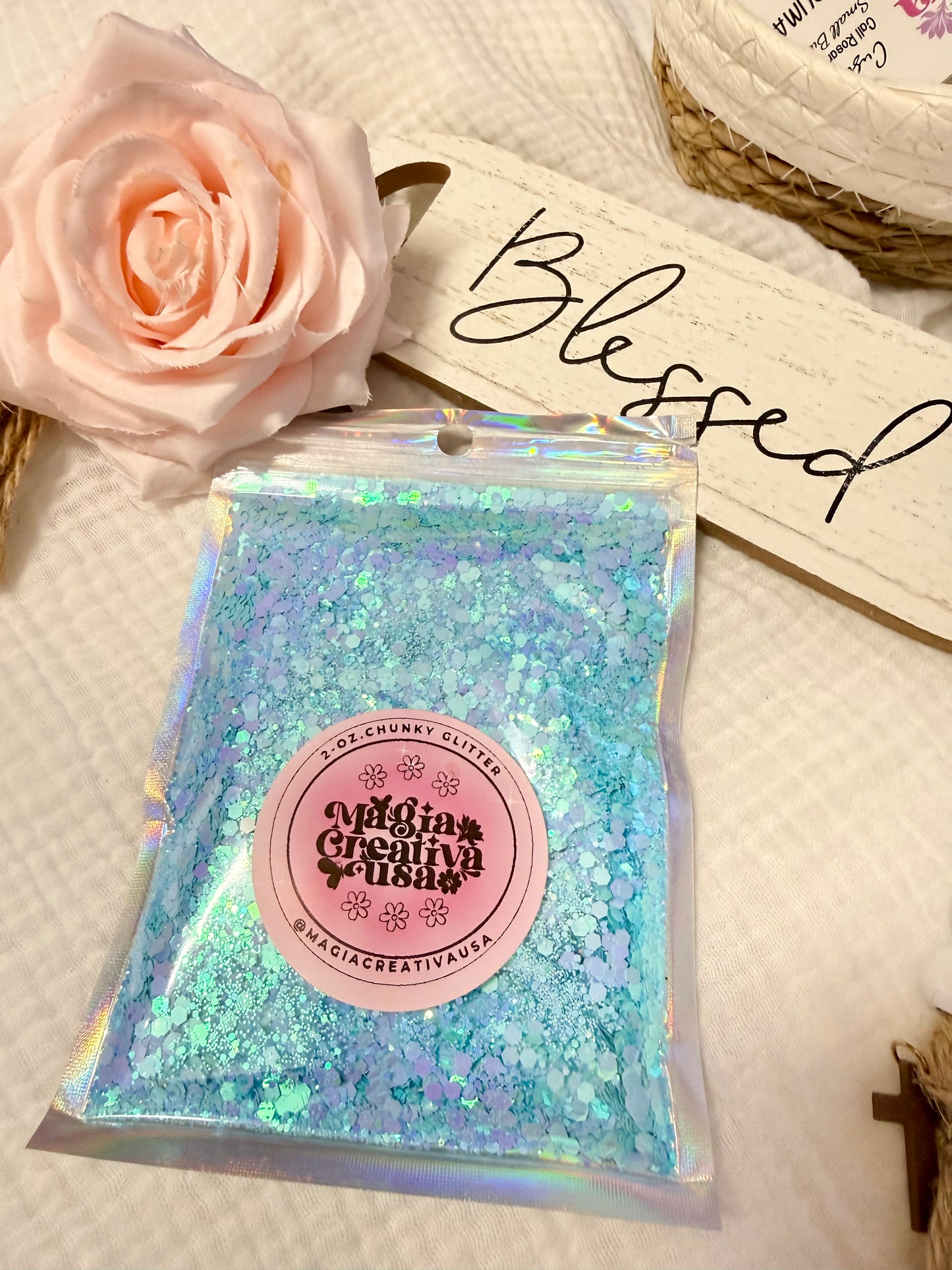 Light blue 2oz glitter