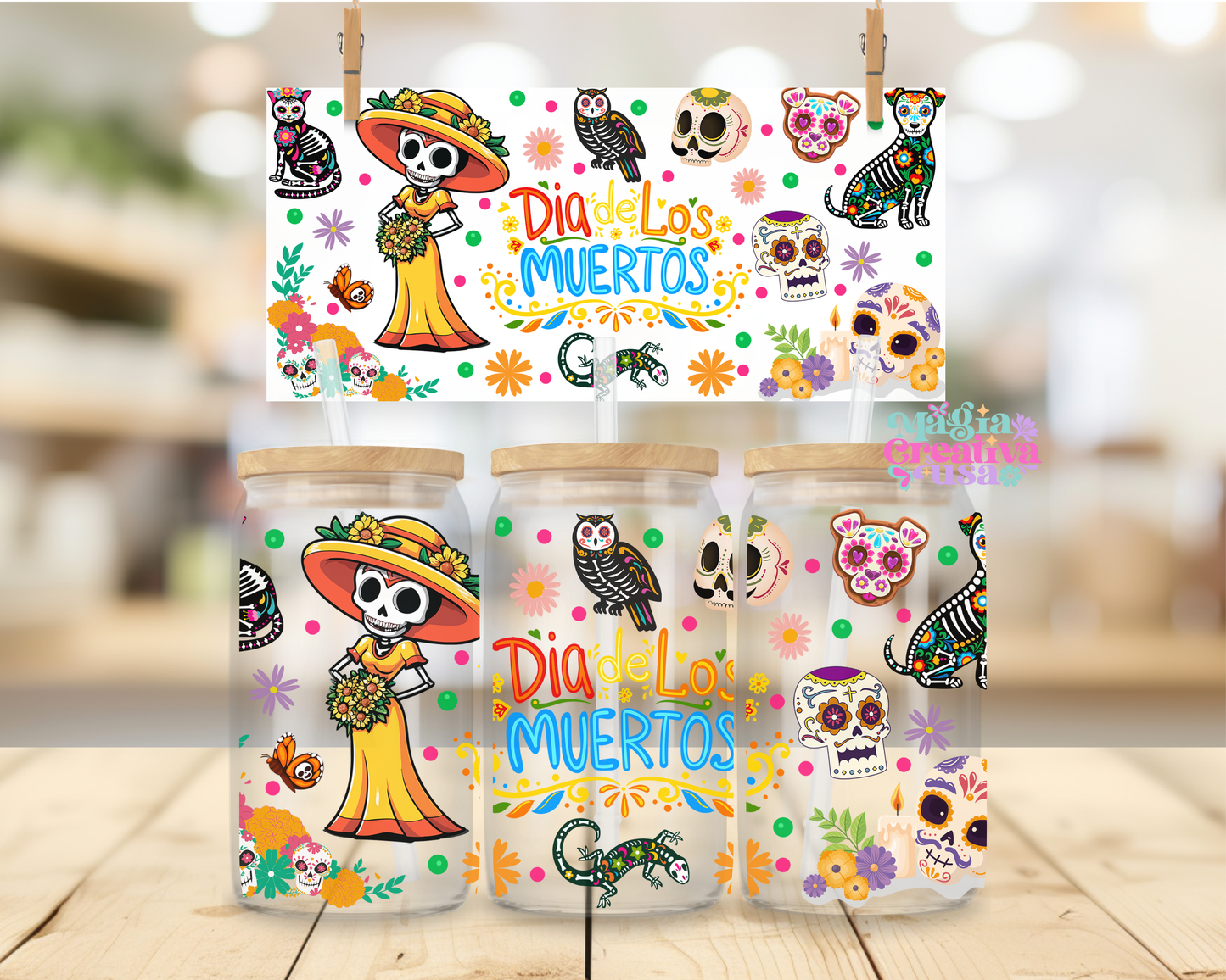 Día de los muertos Uvdtf wrap
