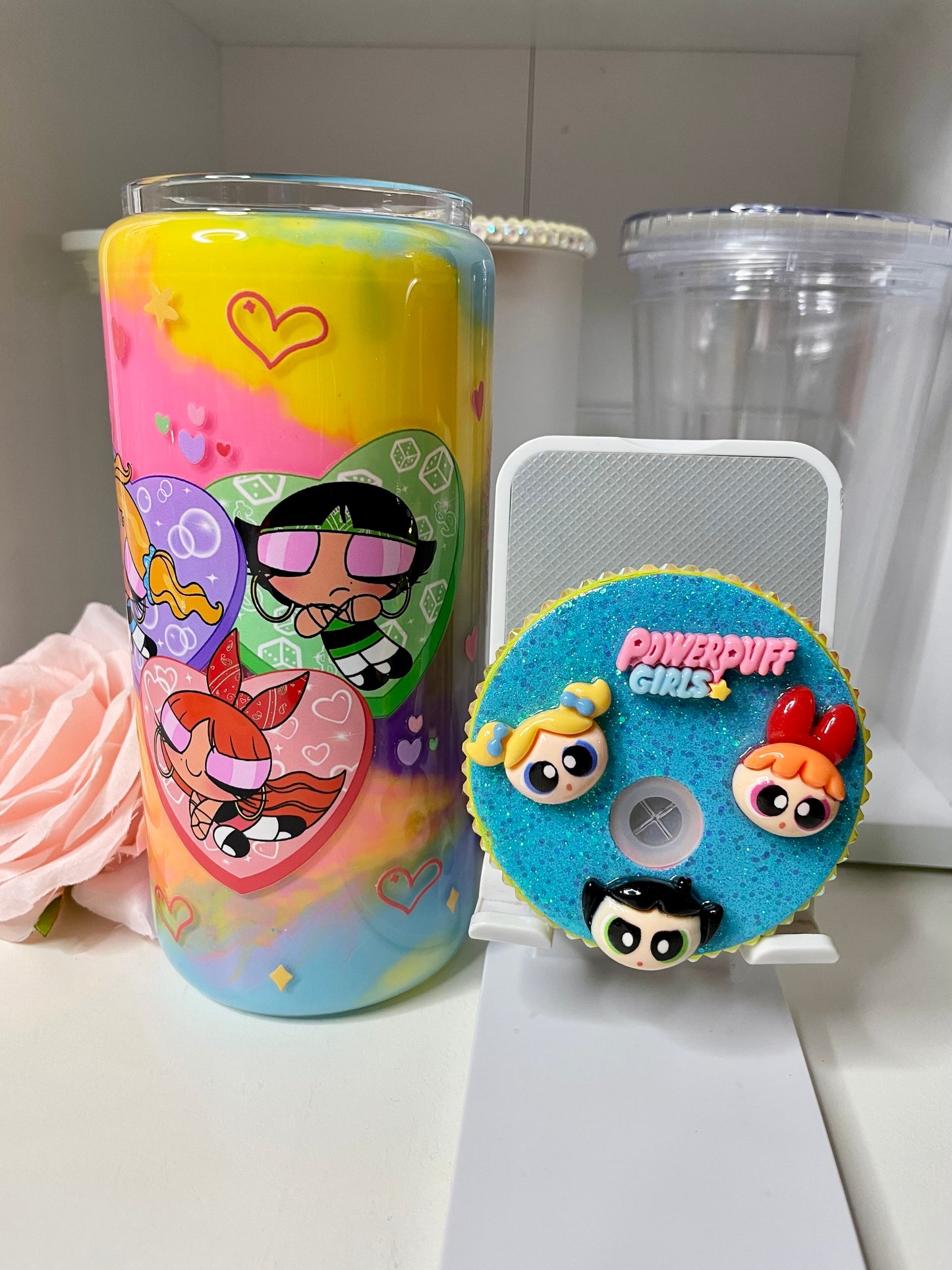 Power girls snow globe Can Glass 16oz.