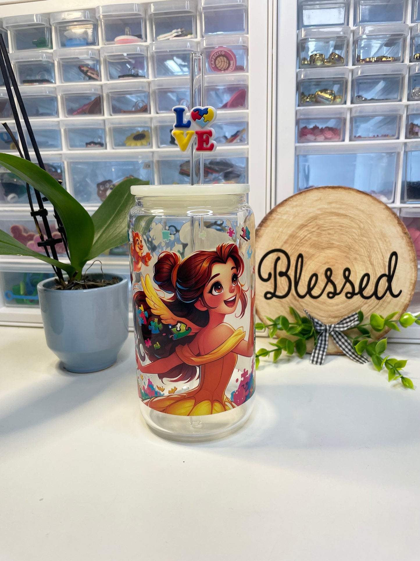 Bella & Autism can glass 16oz.