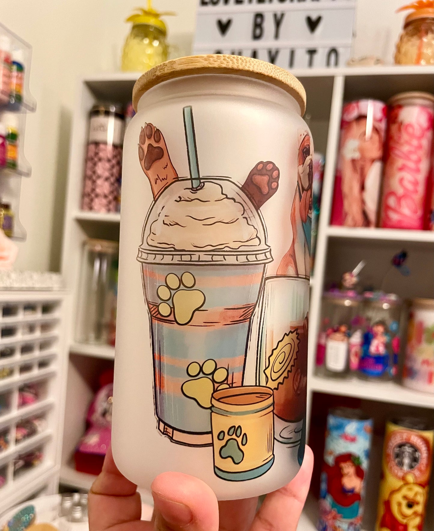 English bulldog can glass 16oz.