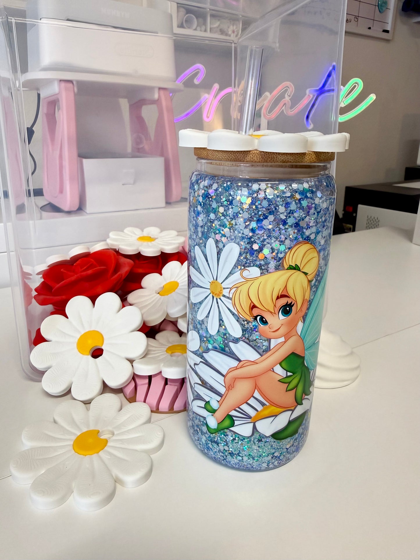 Tinker snow globe glass tumbler 16oz