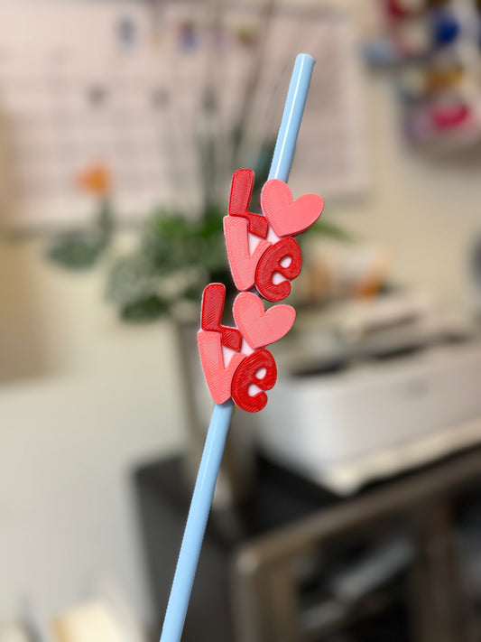 Love 3D straw topper