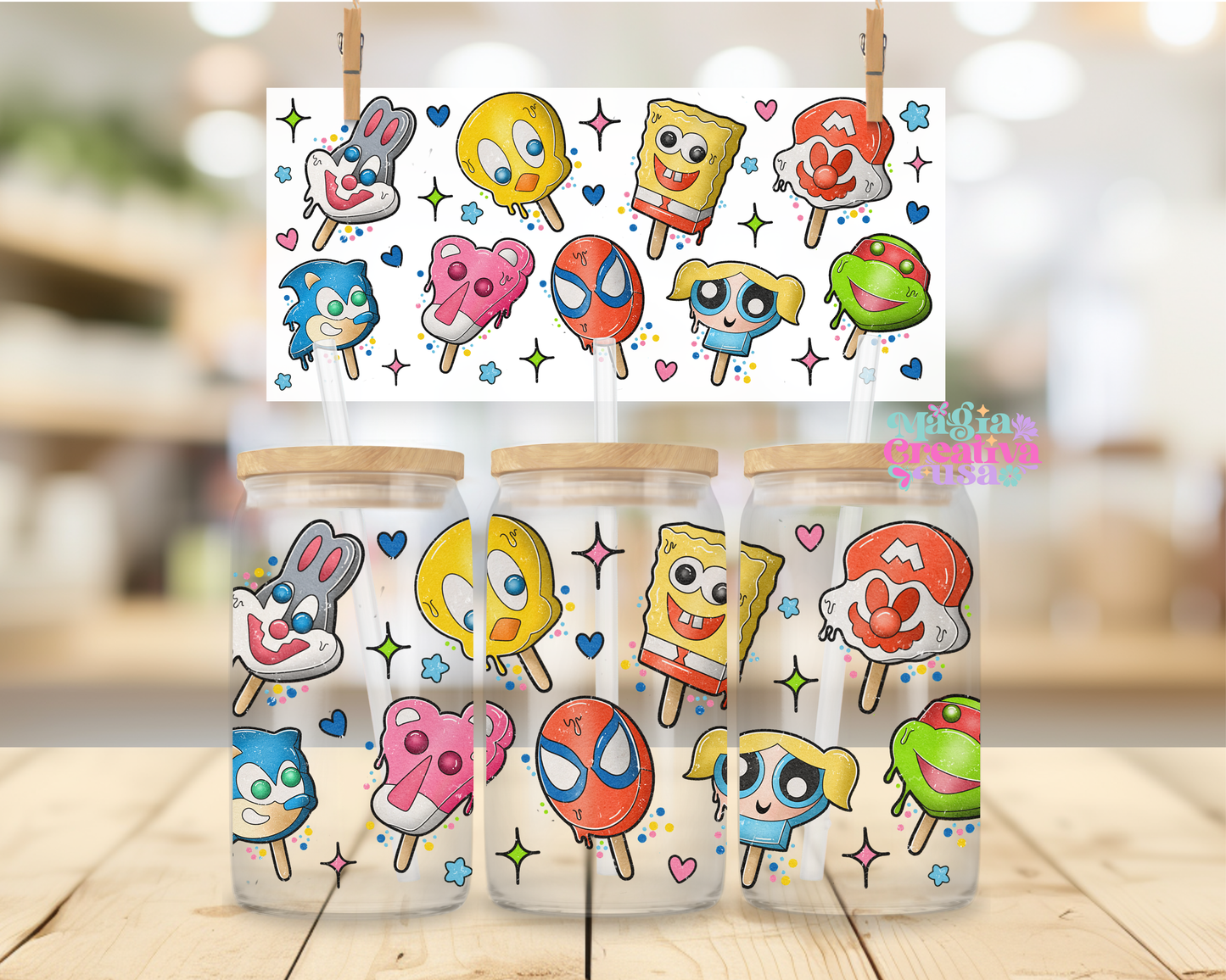 Characters Popcicle uvdtf wrap
