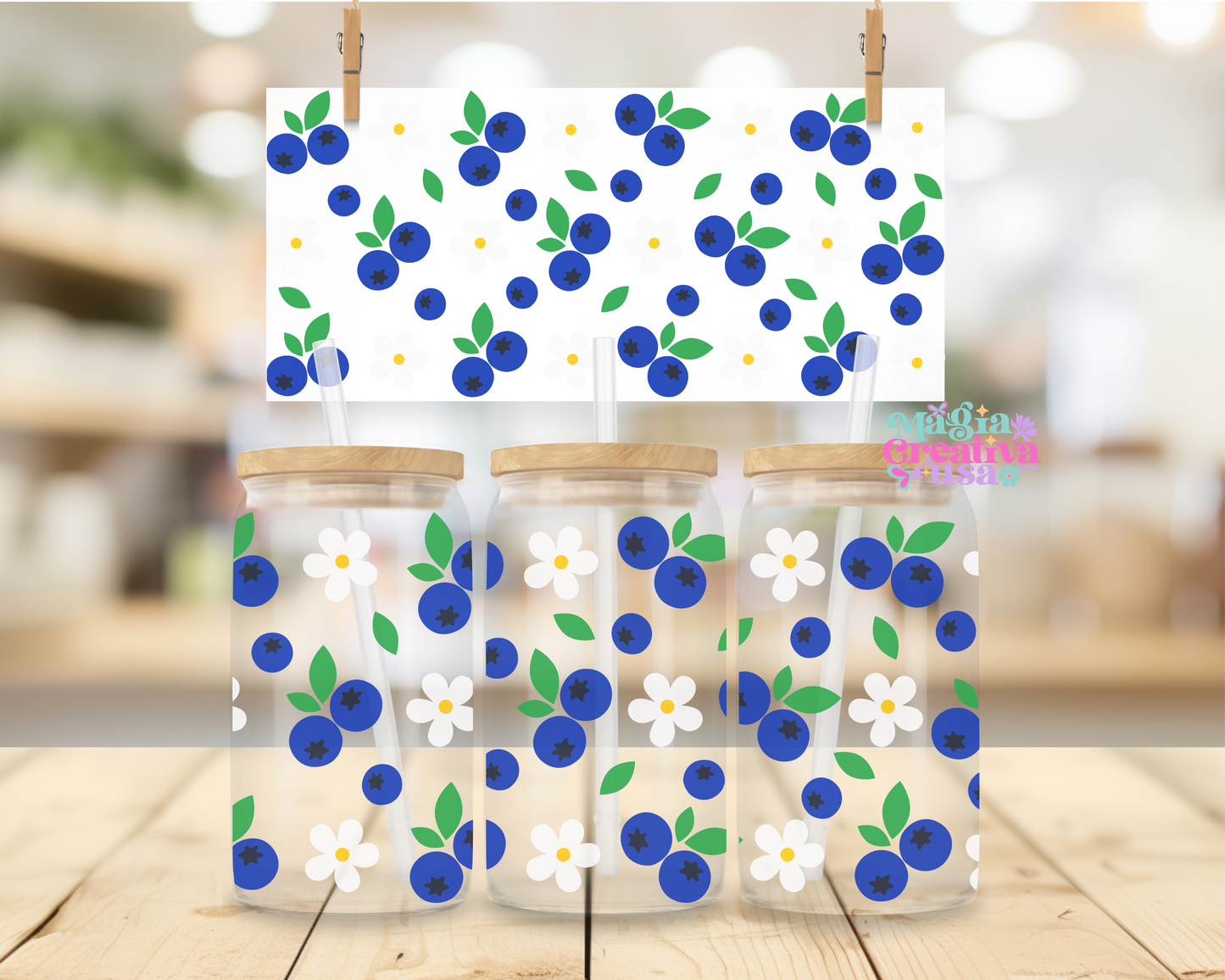 Blueberries uvdtf wrap