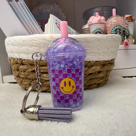Purple mini snow globe keychain
