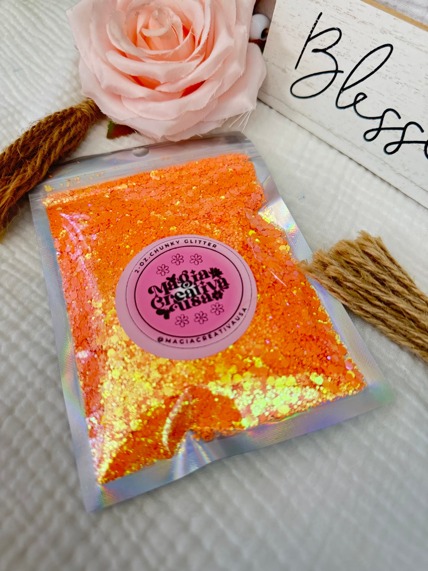 Naranja intenso 2oz glitter