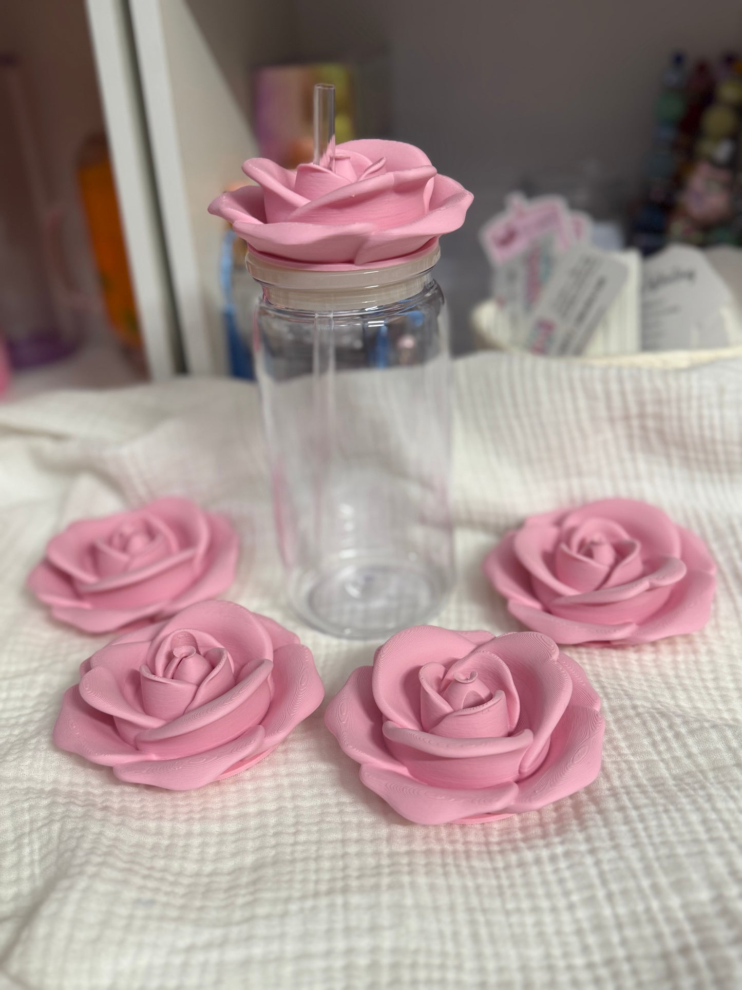 Pink flowers 3D lid topper