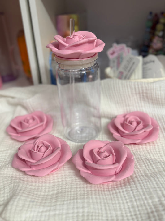 Pink flowers 3D lid topper