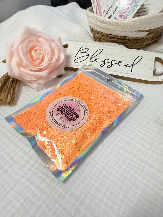 Light orange 2oz glitter