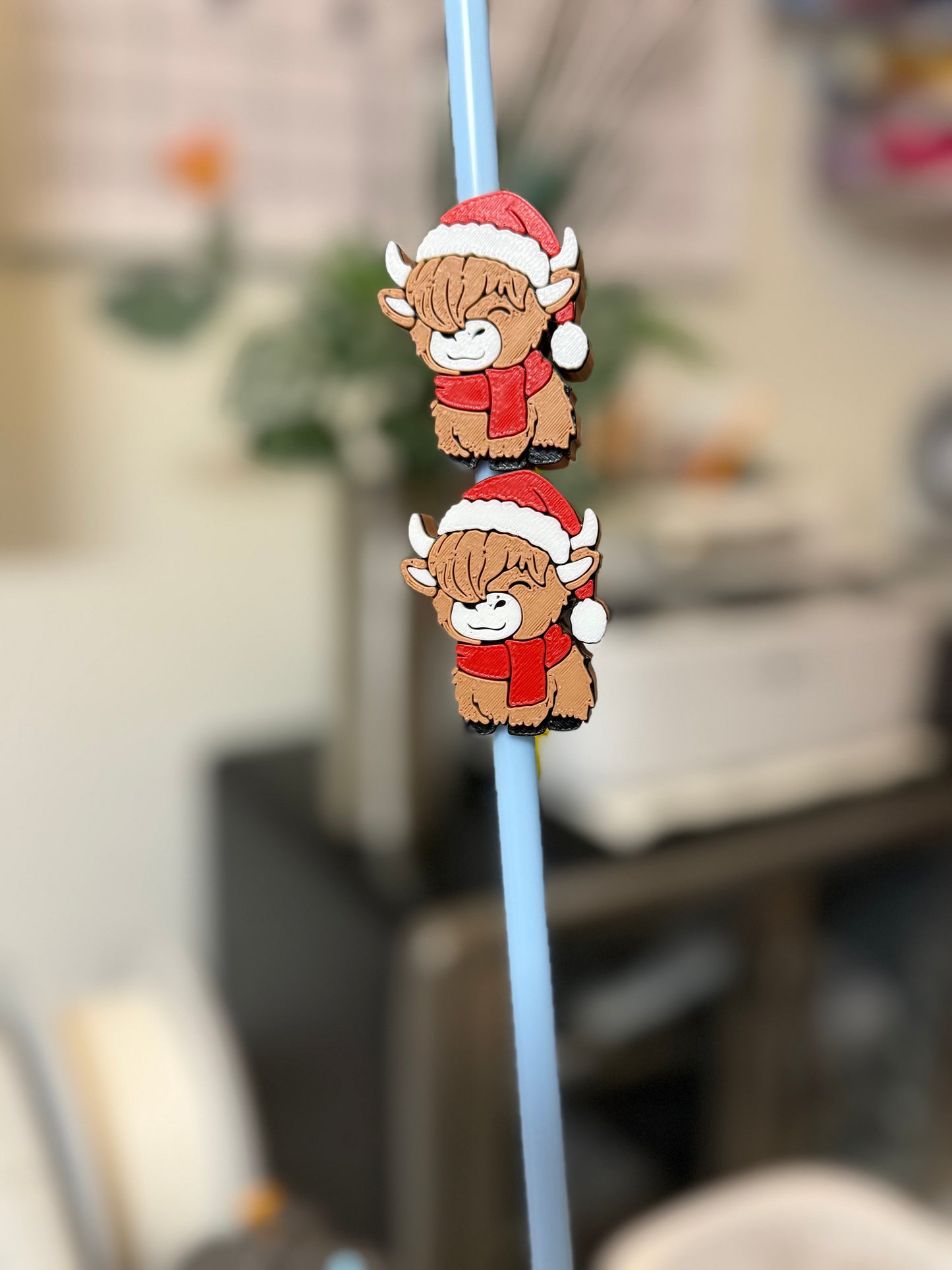 Cow & hat 3D straw topper
