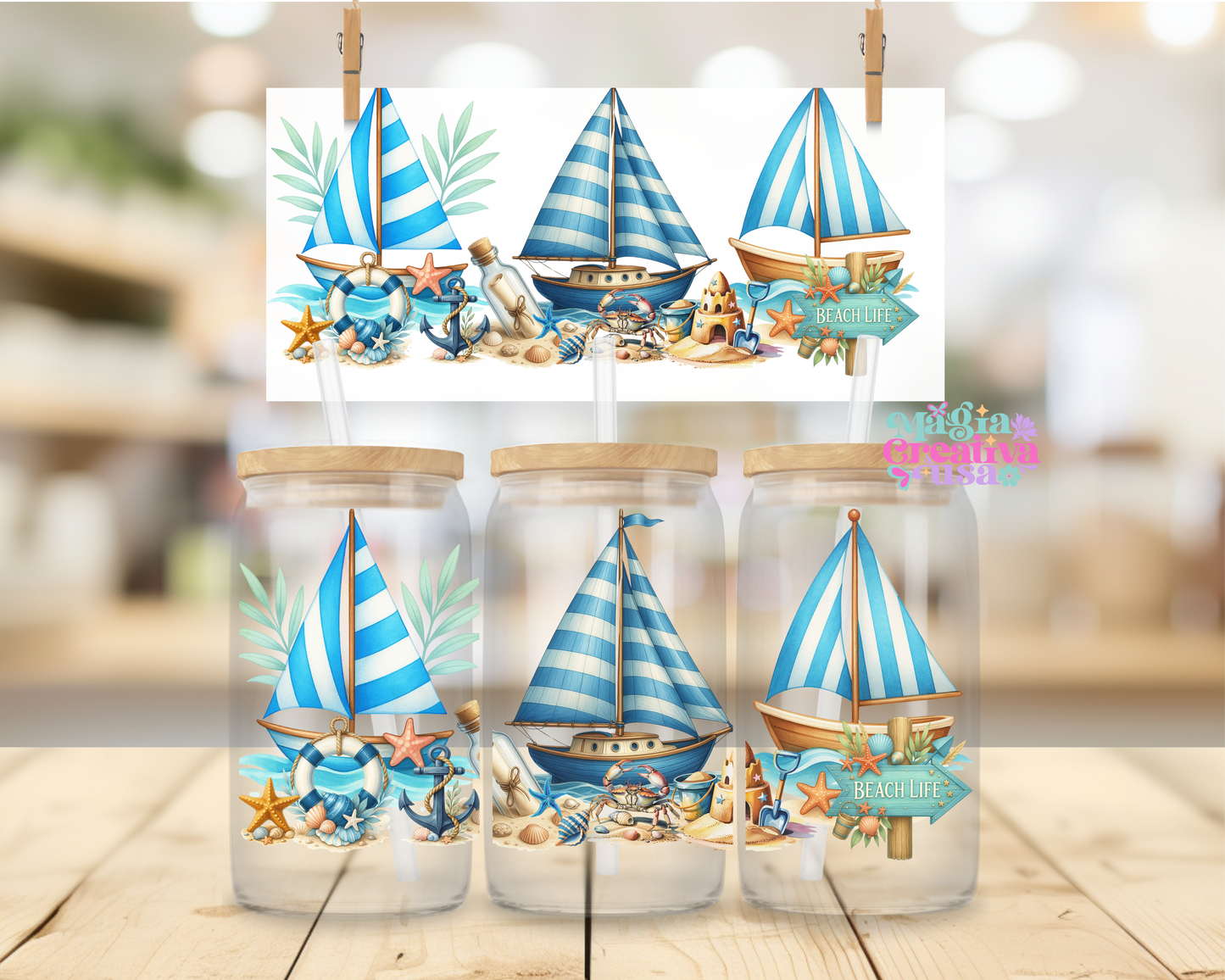 Sea boat uvdtf wrap