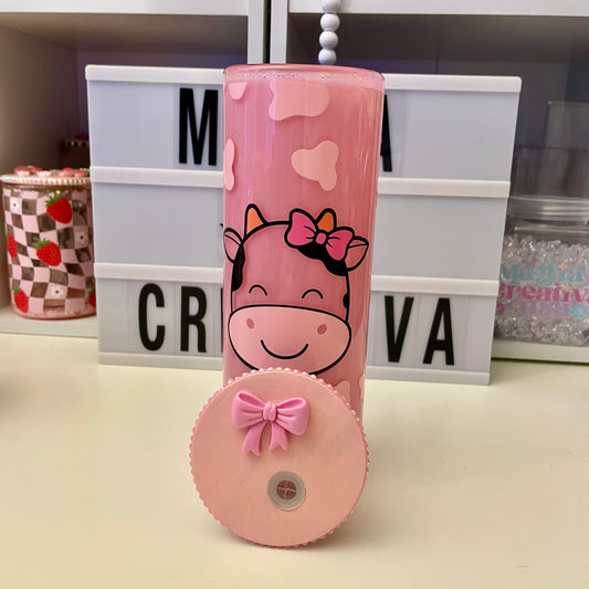 Pink Cow 20oz snow globe Tumbler