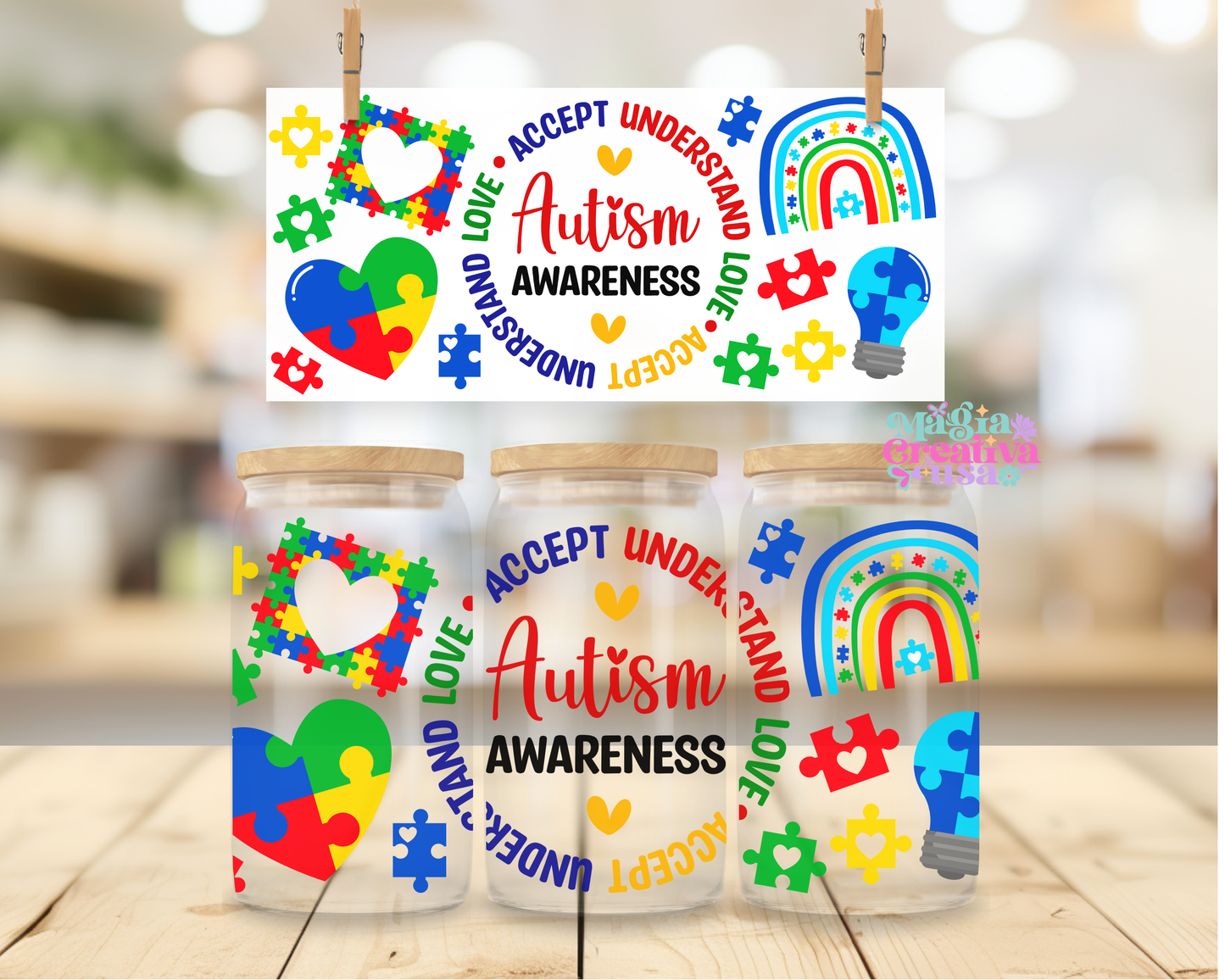 Autism awareness uvdtf wrap