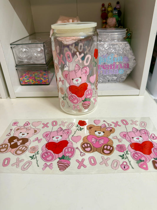 Pink & brown bears uvdtf wrap