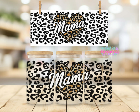 Mamá leopardo corazón uvdtf wrap