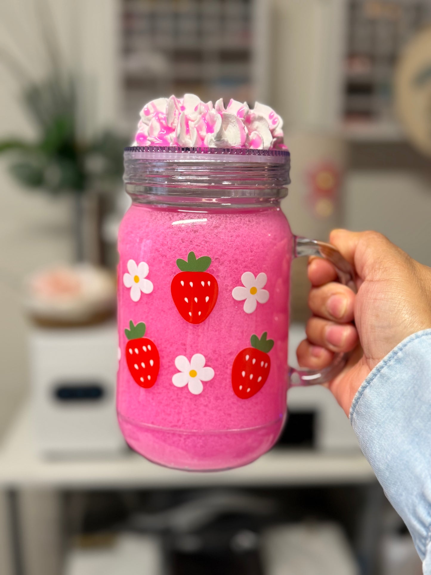Strawberry slushy snow globe tumbler