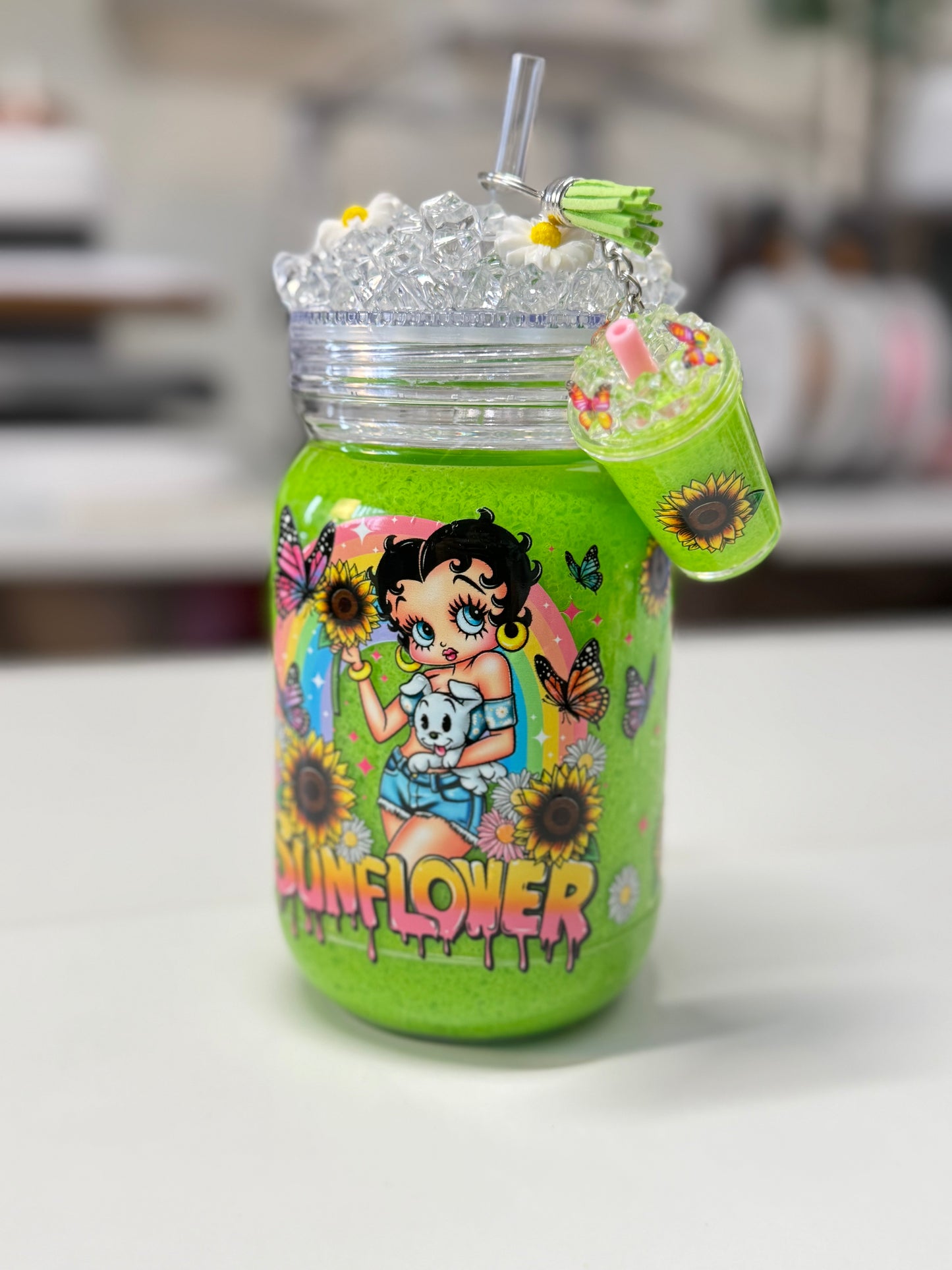 Cup and keychain snow globe tumbler