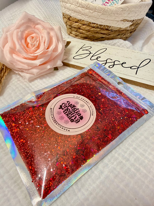 Rojo intenso 2oz glitter