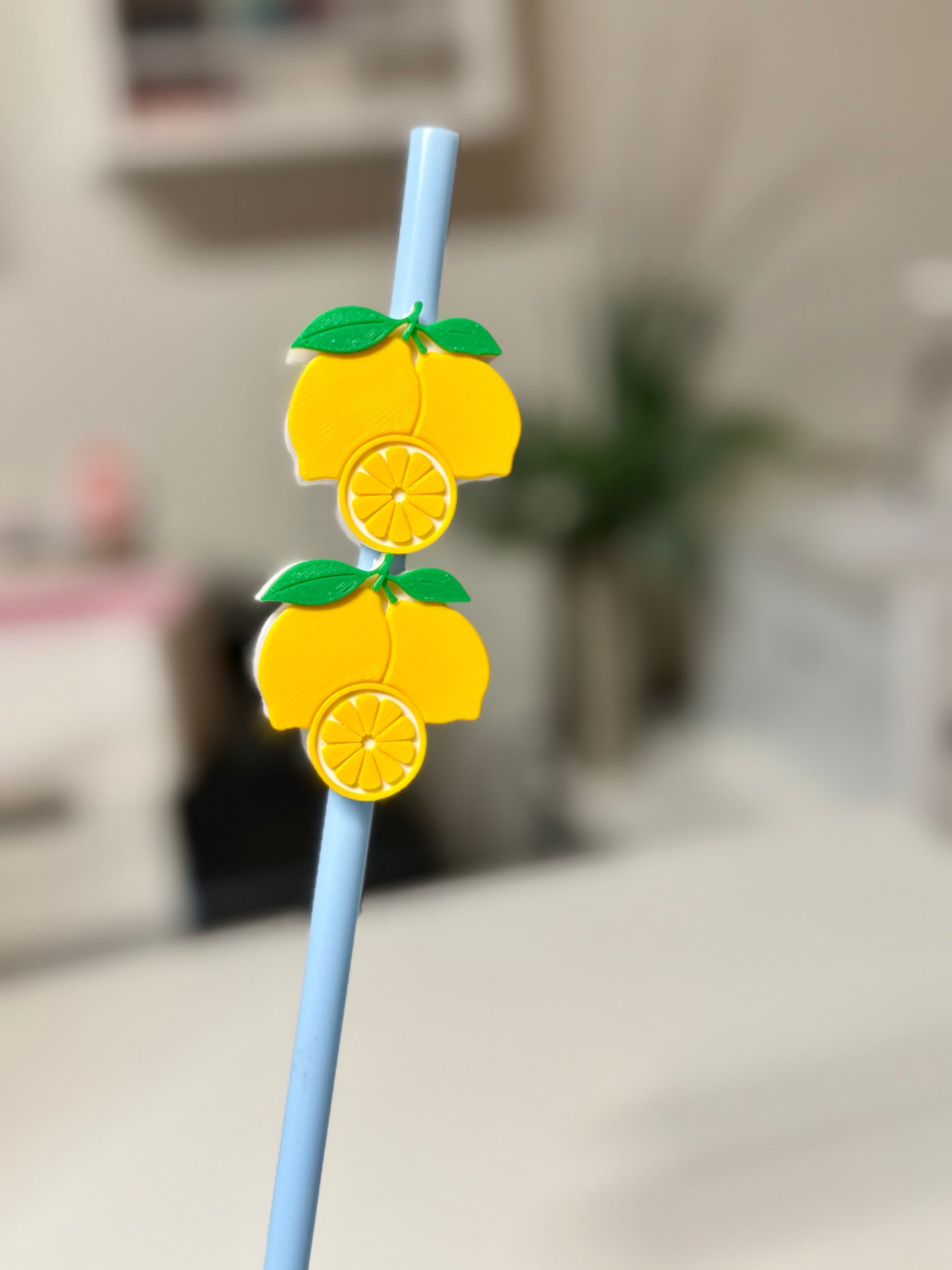Lemons 3D straw toppers