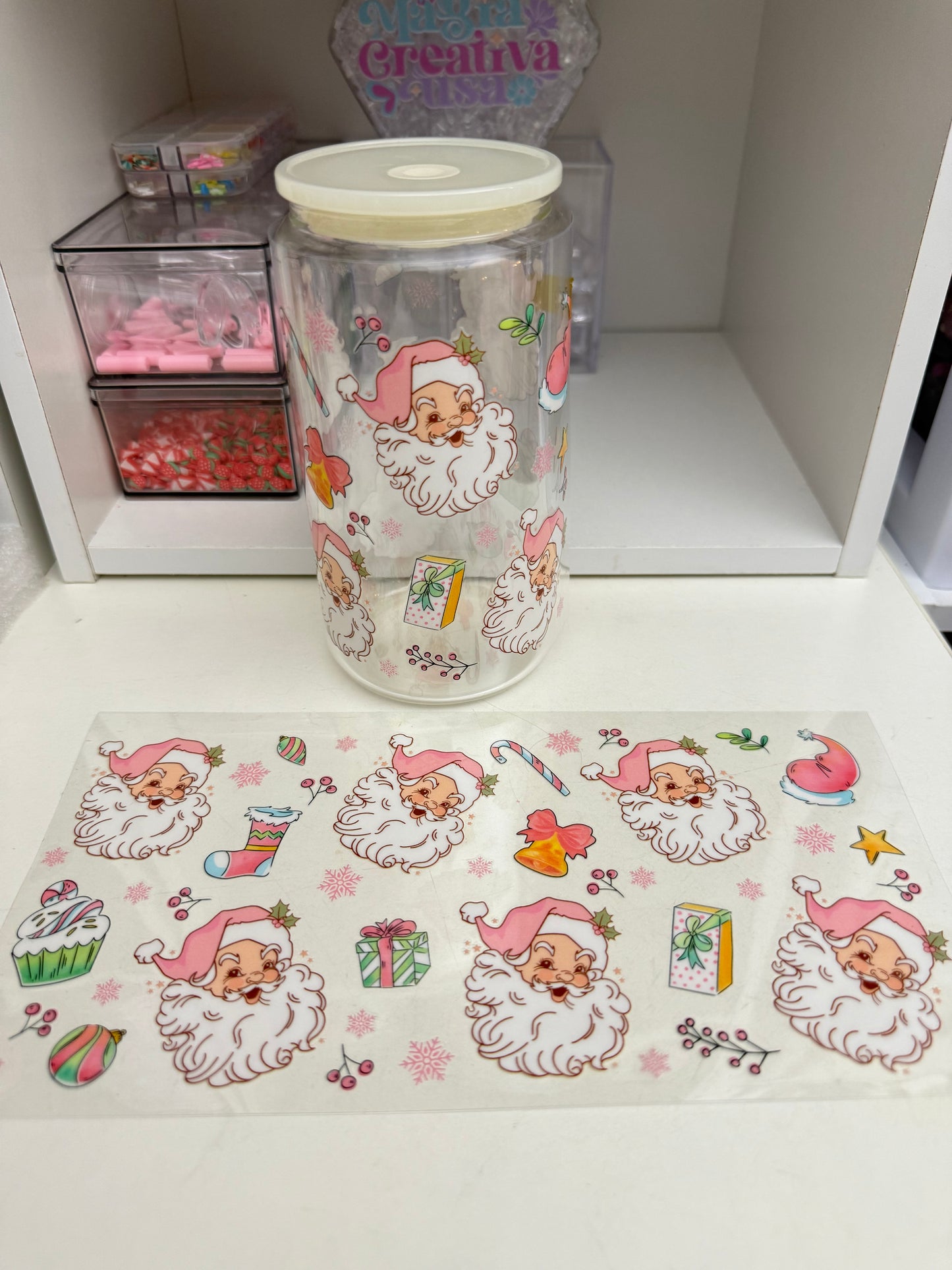 Pink Santa uvdtf wrap