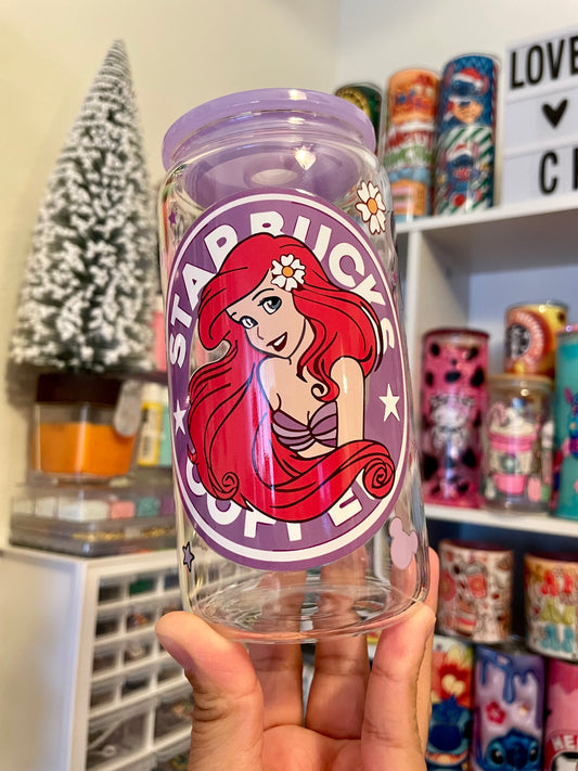 the little mermaid can glass uvdtf 16oz