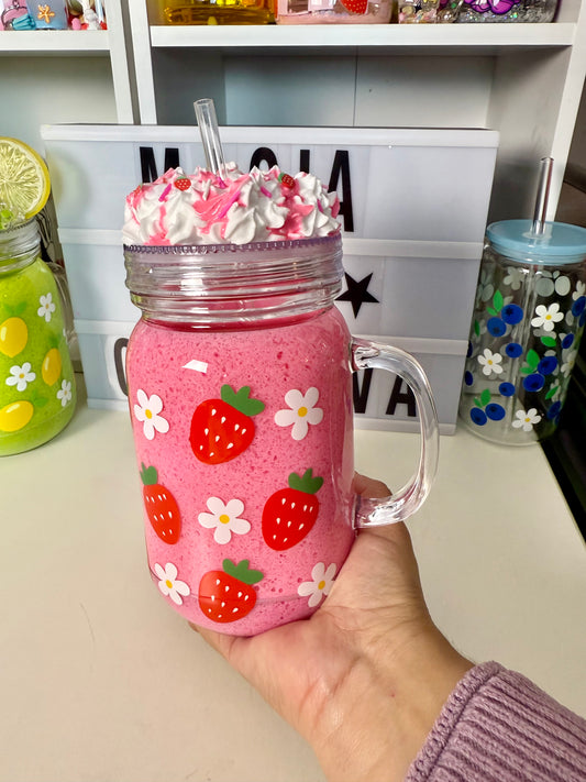 Strawberry slushy snow globe tumbler