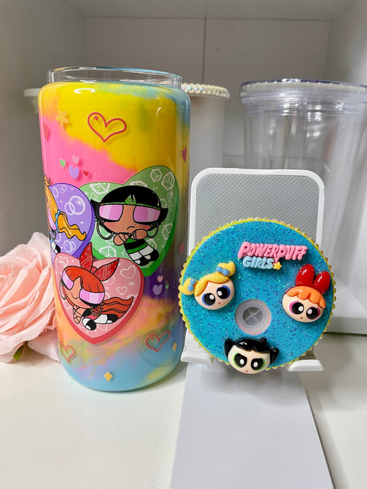 Power girls snow globe Can Glass 16oz.