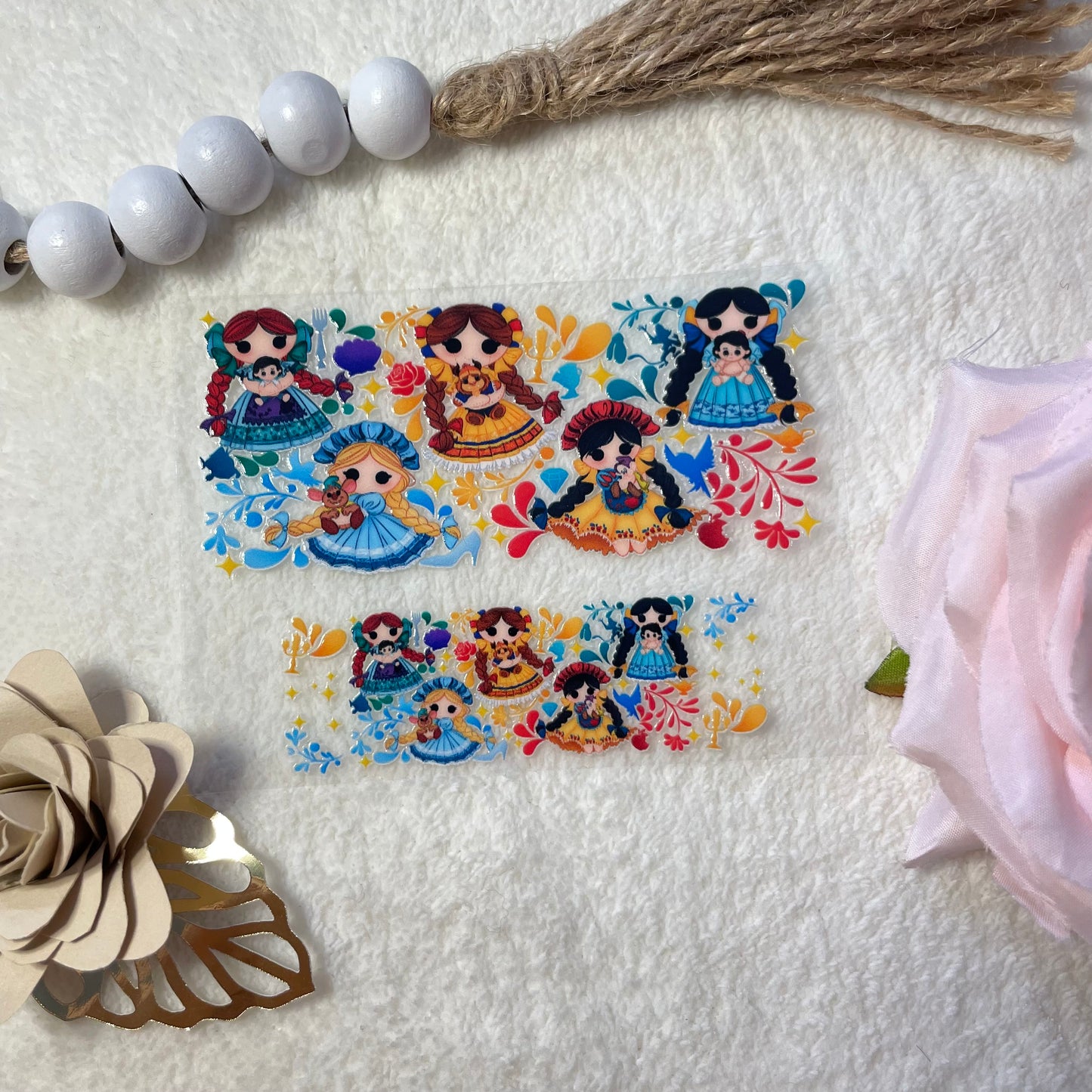 Mexican Dolls uvdtf mini tumbler wrap