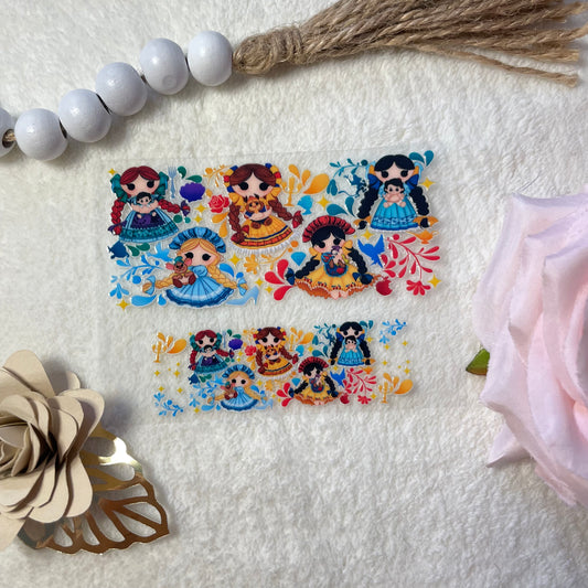 Mexican Dolls uvdtf mini tumbler wrap
