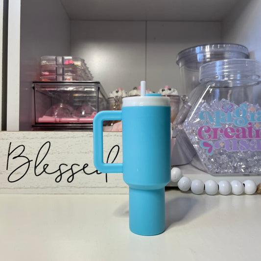 Matte blue mini Tumbler Keychain