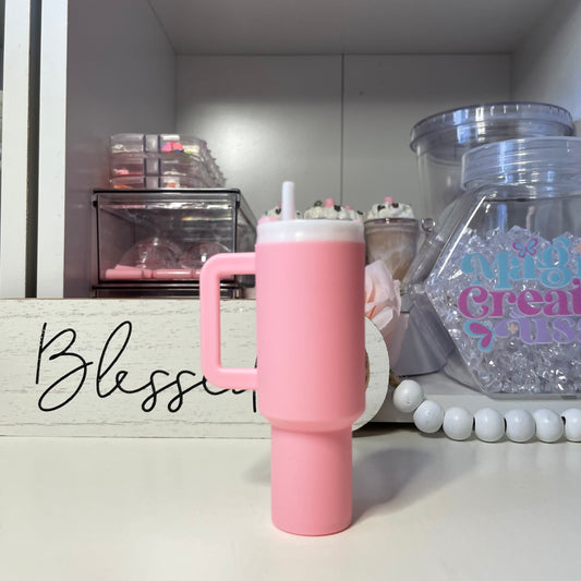 Matte pink mini Tumbler Keychain