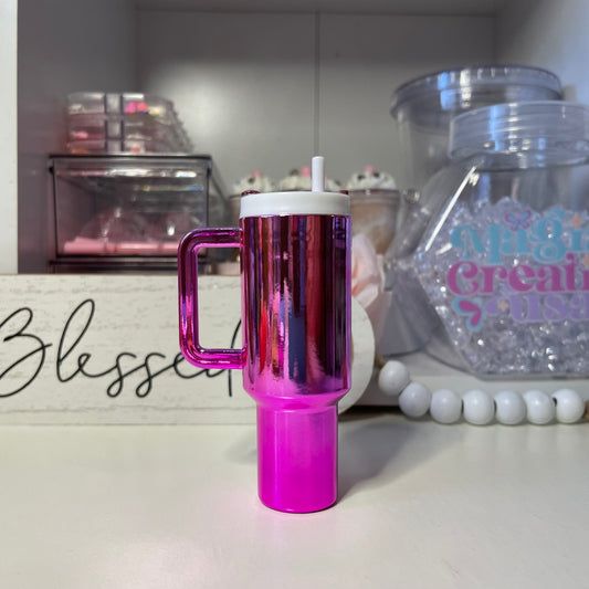 Chrome pink gold mini Tumbler Keychain
