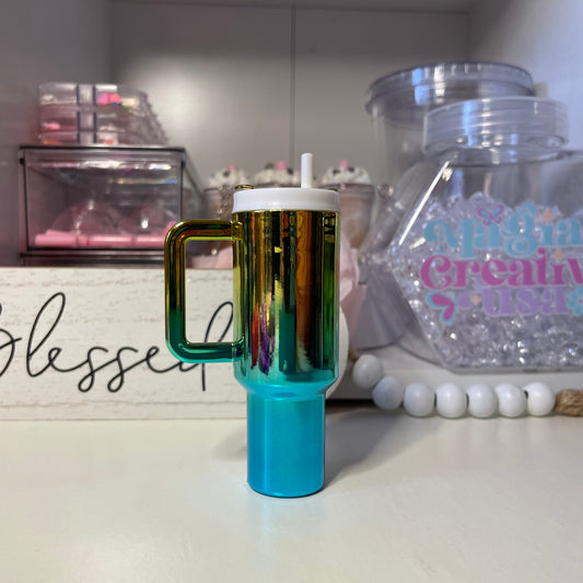 Blue and gold Chrome Mini Tumbler Keychain