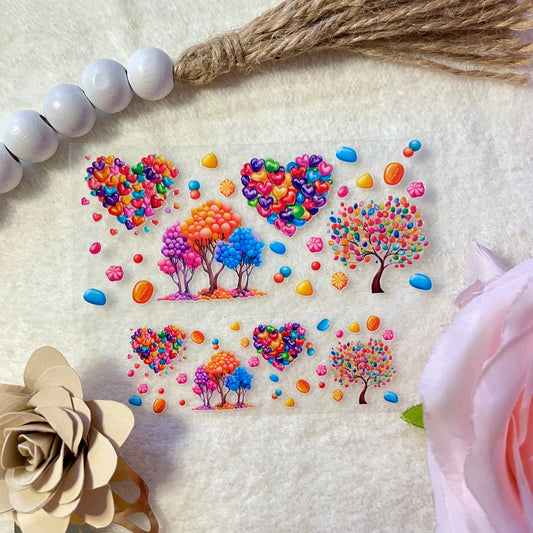 Colorful hearts uvdtf mini tumbler wrap