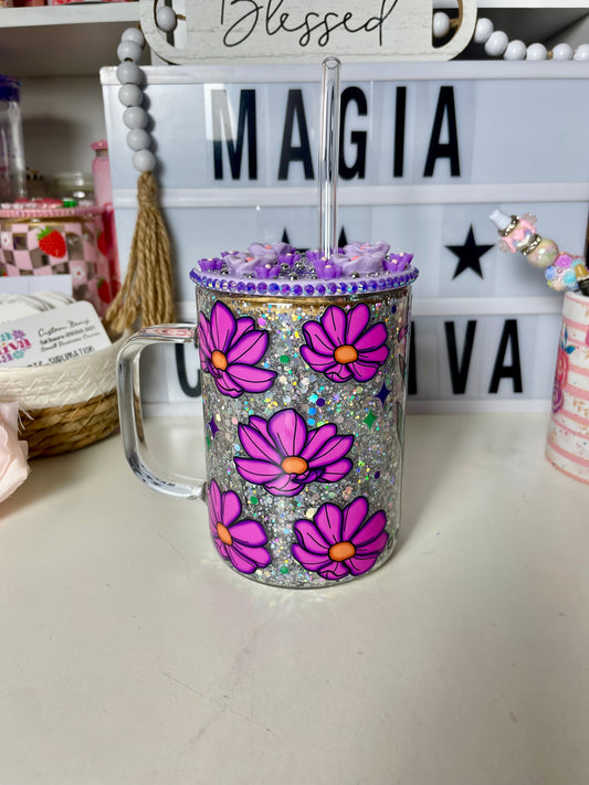 Flowers snow globe mug