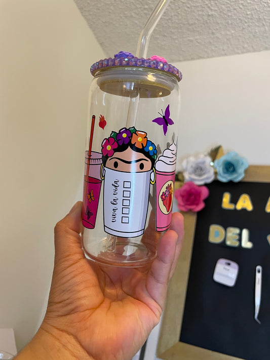Frida Kahlo can glass 16oz.