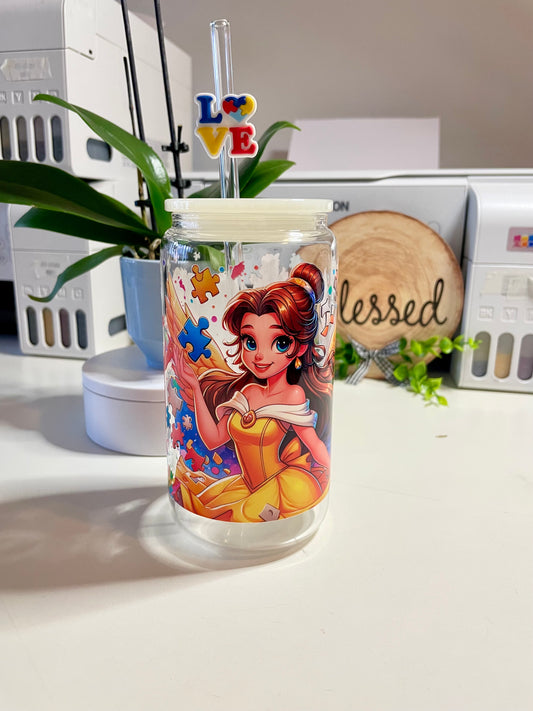 Bella & Autism can glass 16oz.