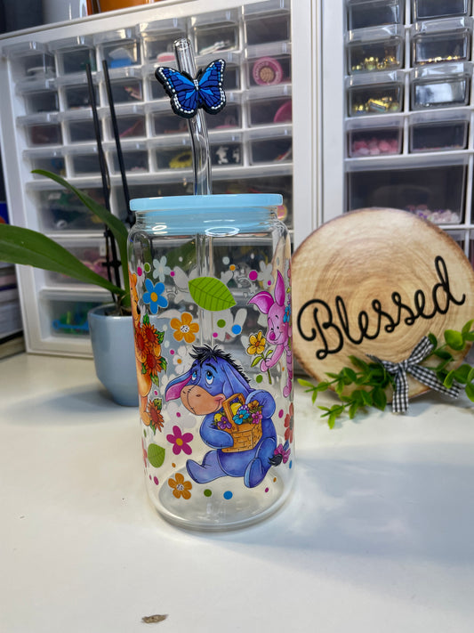 Pooh and friends can glass 16oz.