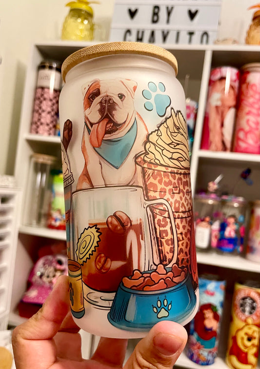 English bulldog can glass 16oz.